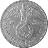 5 Reichsmark Hindenburg with Swastika 12,5g d'argent (1934 - 1939)