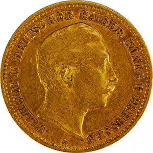 10 Mark allemand Wilhelm II de Prusse 3,58g d'or fin