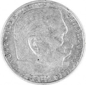 5 Reichsmark Hindenburg 12,5g d'argent  (1934 - 1939)
