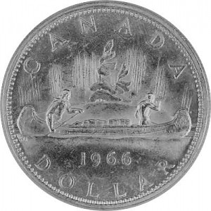 1 Dollar Canadien Trader des fourrures et Indien en canot 18,66g d‘Argent fin - 1966