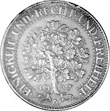 5 Reichsmark Chêne 12,5g d'argent - 1927 - 1933