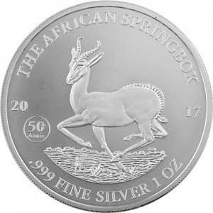 Springbok Africain du Gabon 1oz d'argent fin - 2017 - deuxième choix