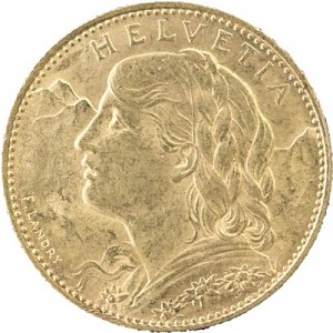 10 Francs suisse Demi-Vreneli 2,9g d'or fin