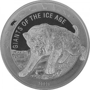 Géants de la période glaciere - Tigre à dents de sabre - 1oz d'argent fin - 2020