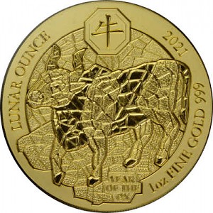 Rwanda Lunar Boeuf  1oz d'or - 2021