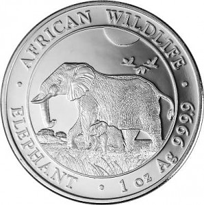 Somalia Elephant, African Wildlife 1oz d'argent fin - 2022
