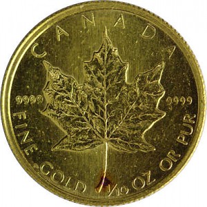 Maple Leaf 1/10oz d'or fin - Deuxième Choix