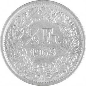 ½ Francs suisses 2,088g d'argent (1875 - 1967) - Deuxième Choix