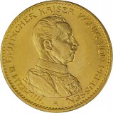 20 Mark allemand Wilhelm II de Prusse uniforme 7,16g d'or fin