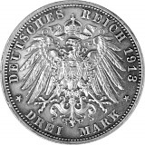 3 Mark Empire allemand Saxe monument commémoratif de la bataille des Nations 15g d'Argent - 1913