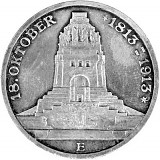 3 Mark Empire allemand Saxe monument commémoratif de la bataille des Nations 15g d'Argent - 1913