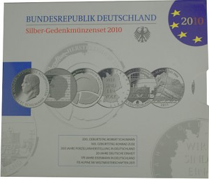 6x 10 EUR pièce commémorative Allemagne 99,90g d’argent 2010