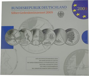 6x 10 EUR pièce commémorative Allemagne 99,90g d’argent 2009