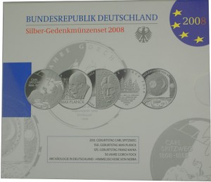 5x 10 EUR pièce commémorative Allemagne 83,25g d’argent 2008
