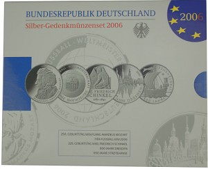 5x 10 EUR pièce commémorative Allemagne 83,25g d’argent 2006