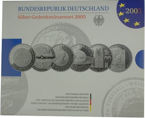 6x 10 EUR pièce commémorative Allemagne 99,90g d’argent 2005