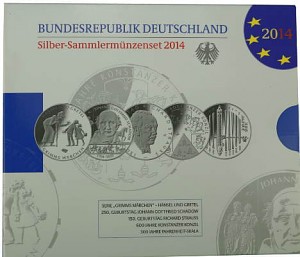 5x 10 Euros Pièce Commémorative Allemagne 50g d'argent 2014