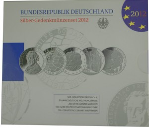 5x 10 Euros Pièce Commémorative Allemagne 50g d'argent 2012