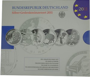 6x 10 Euros Pièce Commémorative Allemagne 60g d'argent 2011