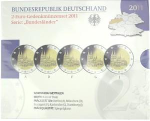 5x 2 EUR set de pièces commémoratives série États fédéraux A-J. 2011 St.