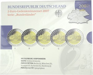 5x 2 EUR set de pièces commémoratives série États fédéraux A-J. 2007 St.