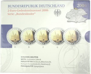 5x 2 EUR set de pièces commémoratives série États fédéraux A-J. 2006 St.