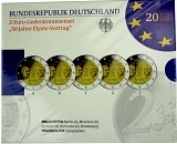 5x 2 EUR set de pièces commémoratives 50 ans du traité de l'Élysée A-J. 2013 St.