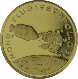 Médaille vol lunaire 1969 Apollo 11 - 9,05g d'or PP 