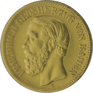 10 Mark allemand Friedrich grand-duc du Pays de Bade 3,58g d'or fin - Deuxième Choix