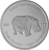 Tchad Mandala Hippopotame 1oz d'argent fin - 2020 deuxième choix