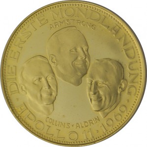 Ronde du premier alunissage Apollo 11- 9,4g d'or fin 1969