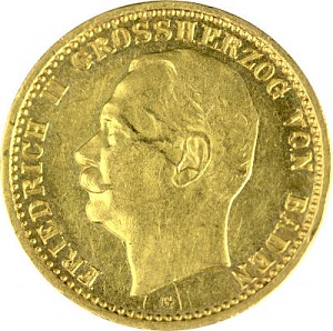 10 Mark allemand Friedrich II grand-duc du Pays de Bade 3,58g d'or fin (1909 - 1913)