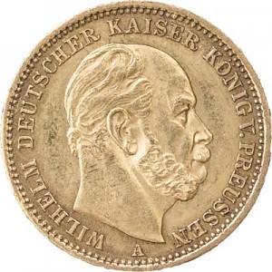 20 Mark allemand Wilhelm I de Prusse 7,16g d'or fin (1871 - 1873)