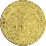 20 Mark allemand Ville hanséatique de Hambourg 7,16g d'or fin (1875 - 1889)