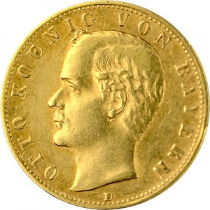 10 Mark allemand Otto Roi de la Bavière 3,58g d'or fin (1890 – 1900) 10 Mark allemand Otto Roi de la Bavière 3,58g d'or fin (1890 – 1900)