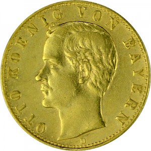 10 Mark allemand Otto Roi de la Bavière 3,58g d'or fin - 1888 10 Mark allemand Otto Roi de la Bavière 3,58g d'or fin - 1888