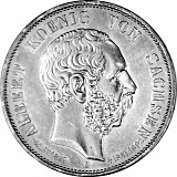 5 Mark allemand Albert Roi de Saxe - 25 g d'argent (1891 - 1902) 5 Mark allemand Albert Roi de Saxe - 25 g d'argent (1891 - 1902)