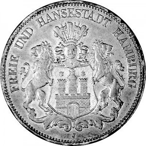 5 Marks allemand Ville libre et hanséatique de Hambourg, 25 g d'argent (1891 -1913)