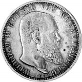 5 Marks Allemand Wilhelm II Roi de Wurtemberg 25 g d'Argent (1892 - 1914)