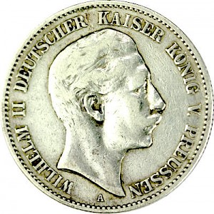 2 Mark Empire allemand Wilhelm II Empereur allemand 10g d'Argent - 1888