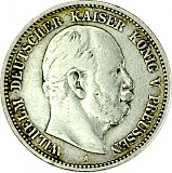 2 Mark Allemand Wilhelm Empereur allemands 10 g d'Argent (1876 - 1884)