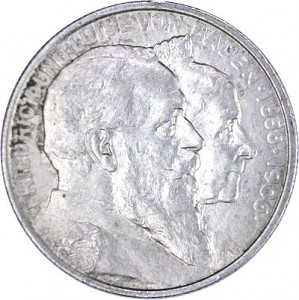 2 Mark Allemand Friedrich et Luise 10 g d'argent - 1906