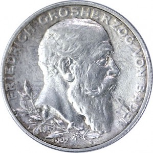 2 Mark Allemand Friedrich 50e anniversaire du règne 10 g d'Argent - 1902