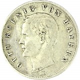 2 Mark Allemand Otto Roi de Bavière 10 g d'argent (1891 - 1913)