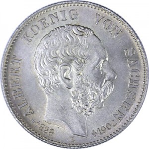 2 Mark Allemand Albert Roi de Sachse 10 g d'argent (1891 - 1913)