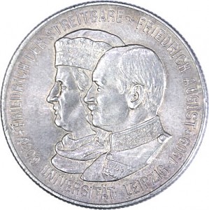 2 Mark Allemand Friedrich August III Roi de Sachse 10 g d'argent (1905 - 1914)