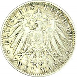 2 Mark Allemand Ville hanséatique libre de Hamburg 10 g d'argent (1892 - 1914)