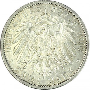 2 Mark Allemand Ville hanséatique libre de Lübeck 10 g d'argent (1904 - 1912)