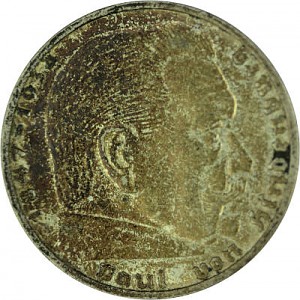 2 Reichsmark Hindenburg with Swastika 5g d'argent (1936 – 1939) - Deuxième Choix 2 Reichsmark Hindenburg with Swastika 5g d'argent (1936 – 1939) - Deuxième Choix