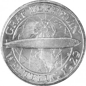 3 Reichsmark République de Weimar Le comte Zeppelin 7,5 g d'Argent - 1930 3 Reichsmark République de Weimar Le comte Zeppelin 7,5 g d'Argent - 1930